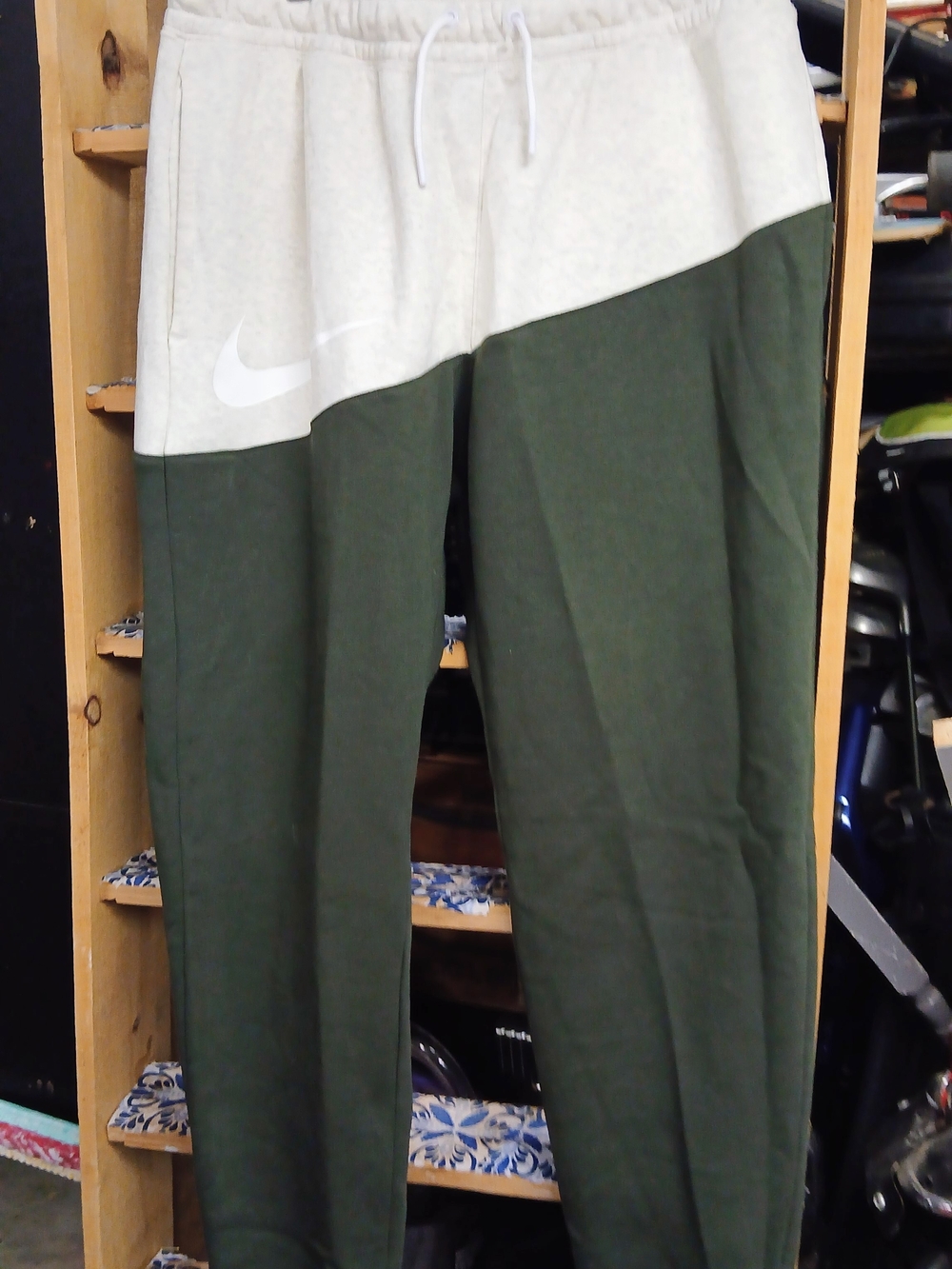 Nike Cream & Olive Green Colorblock Joggers - Picture 2 of 10